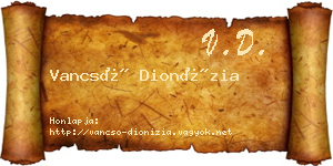 Vancsó Dionízia névjegykártya